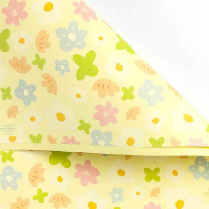 Recycled Yellow Flower Patterned Kraft Wrapping Paper 2m Wrapping Paper