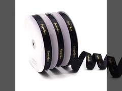 6-point black double-sided polyester ribbon with hot stamping printing ribbon gift box packaging wit