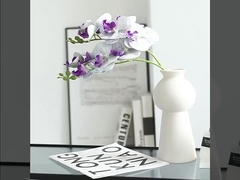 A fresh and elegant 3D printed 7-head film Phalaenopsis artificial flower, light luxury home living 