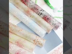 Crystal rose OPP flower wrapping paper, cellophane transparent printed floral art bouquet, flower wr