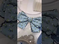 Bud edge/straight edge single-sided small floral imitation denim ribbon