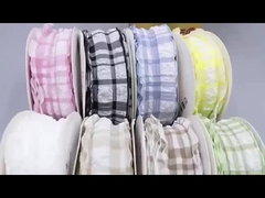 Japanese and Korean style puff wrinkled checkered band