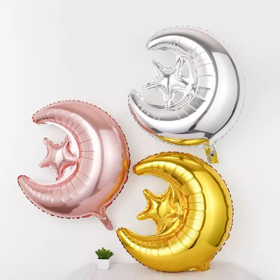 Muslim Eid Al-Fitr Hari Raya Ramadan Moon Star Aluminum Foil Balloon Gift Toy 24Inch