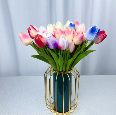 Indoor Faux Single Branch Pvc Soft Feeling Plastic Artificial Real Touch Tulip Flowers
