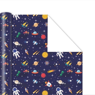 Astronaut Cartoon Printing Matte Gift Wrap Paper Roll For Birthday Gift