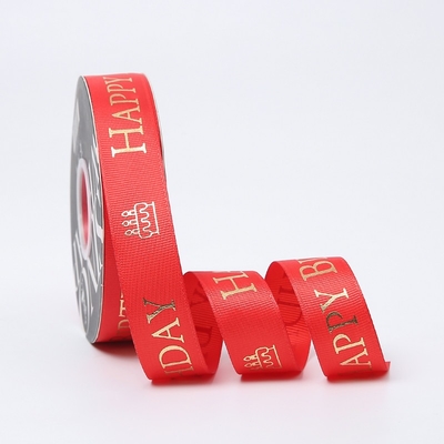 Happy Birthday Ribbon Printed 1 Inch Red Satin Ribbon For Cake Packaging