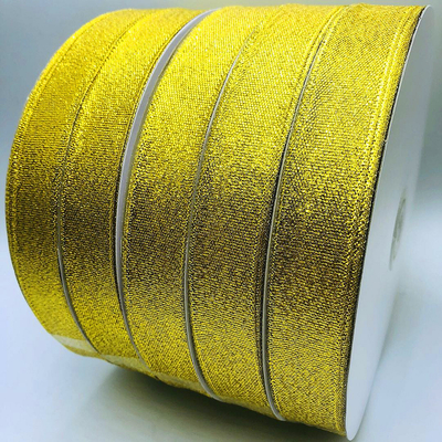 Glitter Metallic Gift Wrap Ribbon Multicolored Custom Size 12mm Satin Ribbon
