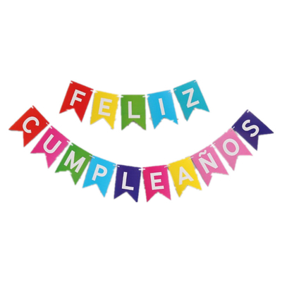 Printed Feliz Cumpleanos Party Decoration Items Garland Fishtail Swallow Tailed Flag