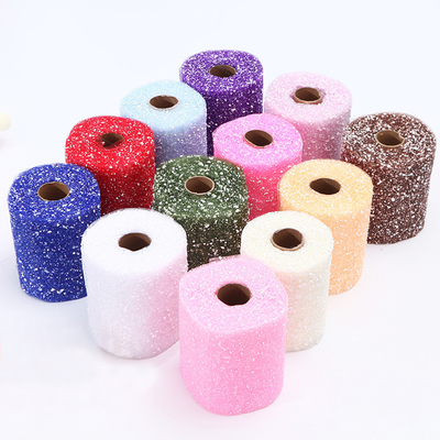 White Snow Dots Organza Tulle Rolls Wrapping Mesh Fabric 15cm X 5 Yards