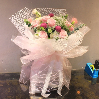 Good price Printed Net Opp Waterproof Florist Paper 58cm X 58cm Bouquet Wrapping online