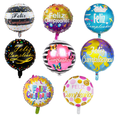 Good price Spanish Happy Birthday Round Hexagonal Aluminum Film Balloons 18 Inch online