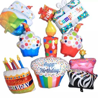 Buy Wholesal new style birthday cake gifts shape helium foil mylar balloons for happy birthday baby girl party decoration online manufacture