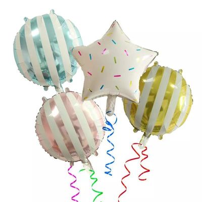 Buy Round Stripe Pattern Foil Helium Mylar Balloon 18inch for Tik Tok Party Decoration online manufacture
