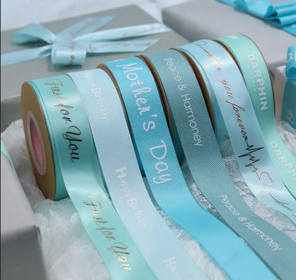 Buy Flower Shop Gift Packing Wrapping Twill Ribbon Printing With Logo online manufacture