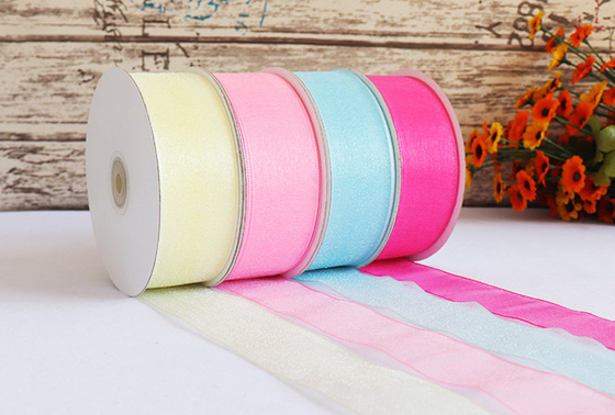 Good price 4CM snow yarn with ribbon transparent pearl yarn with wedding ribbon wholesale flowers tied ribbon online