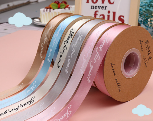 Good price Polyester ribbon flower gift box clothing accessories ribbon printed logo ribbon 50 yards/roll 2.5cm online
