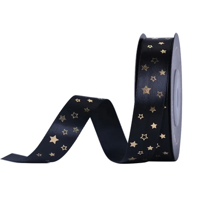 Good price FAMOUS Black Gilding Custom Silk Ribbon Printed For Logo Gifts Tapes Webbing Wholesale online