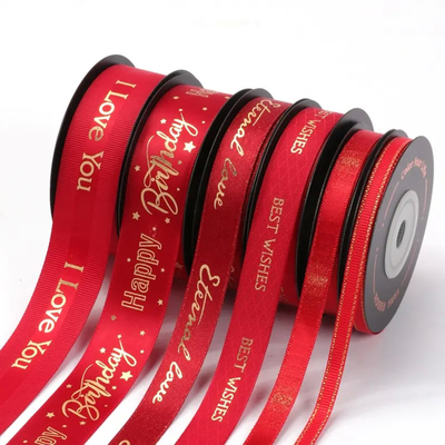 Good price Red Double Face Satin Grosgrain Printed Ribbon Christmas Packaging Gift online