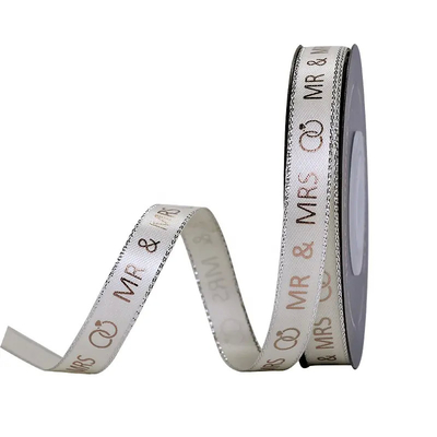 Good price Single Face Wedding Decorate Gifts Boxes Packing Custom Silk Satin Printed Ribbon Logo online