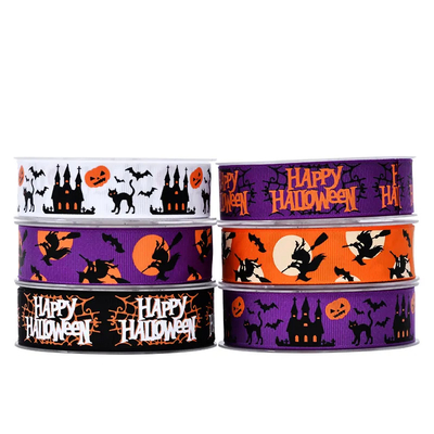 Good price Grosgrain Printed Halloween Ribbon With Logo For Gift Wrap Party Decorative online