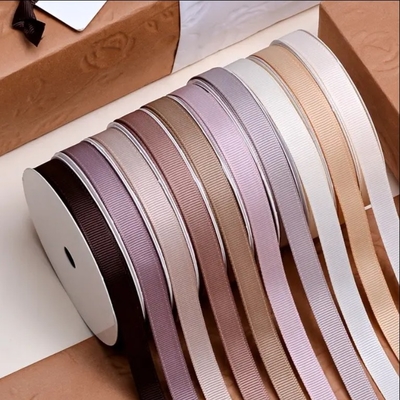 Good price Yama ribbon stock classic light brown chocolate grosgrain ribbon roll for gift box warp online
