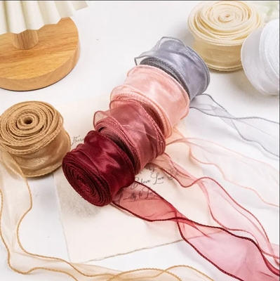 Good price Colorful Organza Ribbon Roll Decorating Gift Warp Glitter Wire Silk Ribbon For Flower Gifts Packing DIY Accessories online