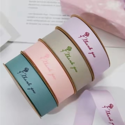 Good price Custom Waterproof 19mm Cotton Polyester Satin Ribbon With High Raised Logo For Gifts online