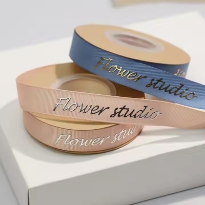 Good price Customized 3D Gold Foil Embossed Satin Grosgrain Ribbon with Personalized Logo Printing online