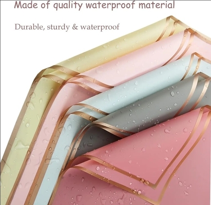 Good price Waterproof 58*58cm Golden Edge Bouquets Flower Wrapping Paper for Florist Packaging online