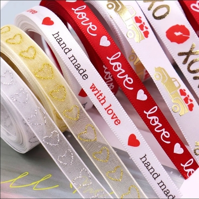 Good price Print Christmas Gift Ribbon Decoration Roll Craft Decor Wire Festival Grosgrain With Wire Edged Satin Ribbon online