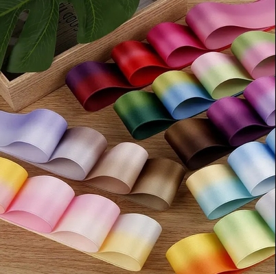 Good price Two Tone Polyester-Cotton Print Satin Ribbon Hair Bows Material Accessories Gift Flower Wrap online