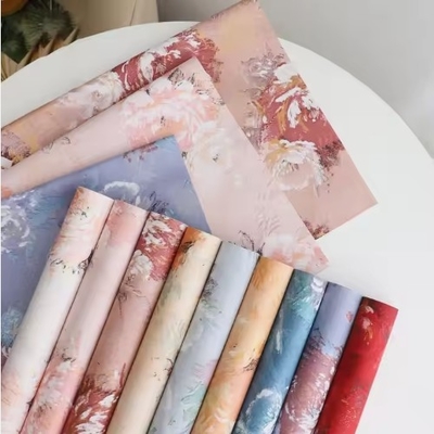 Buy Korean Style Flower Bouquet Wrapping Paper with Vintage Rose Oil Painting Pattern 58*58cm Mixed Pulp online manufacture