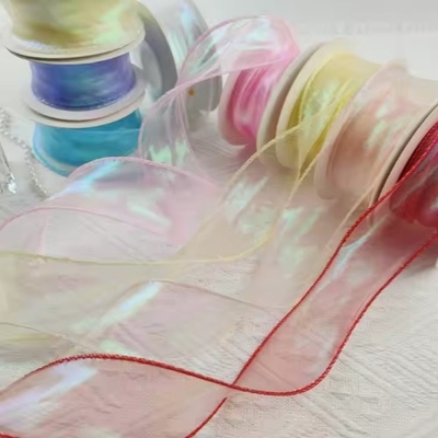 Good price Custom Solid Color Sheer Chiffon Pink Silk Organza Ribbon for Wedding Gift Wrapping online