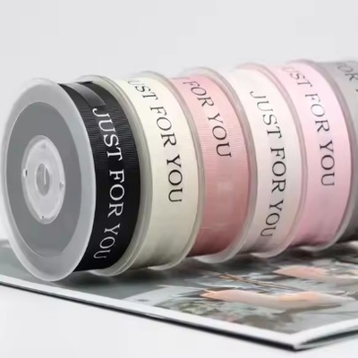 Buy Craft DIY High Light 6mm Polyester Gift Packing Ribbon with JUST FOR YOU Logo online manufacture