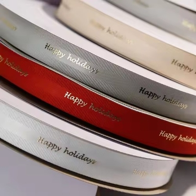 Buy Polyester Satin Grosgrain Ribbons with Logo Custom Luxury Floral Wax Silk Print for Gift Wrap online manufacture