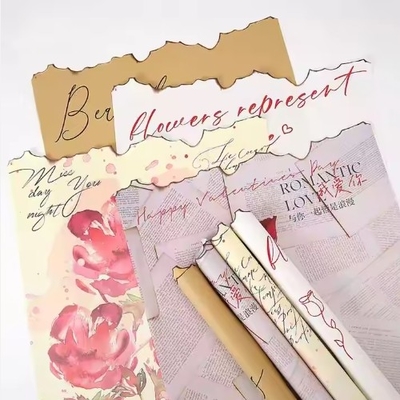 Buy Waterproof Florist Wrapping Bouquet Packing Paper Love Letters Print Flower Wrapping Paper online manufacture