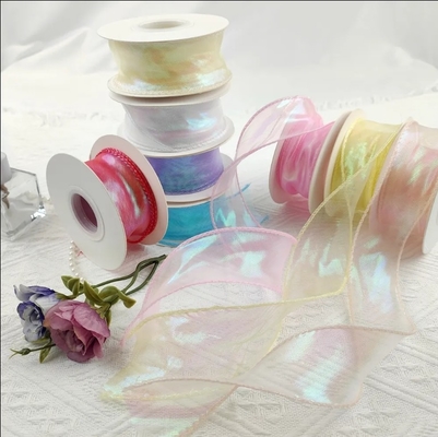 Good price Custom Solid Color Sheer Chiffon Pink Silk Organza Stain Ribbon For Wedding Gift Bouquets Wrapping Decoration online
