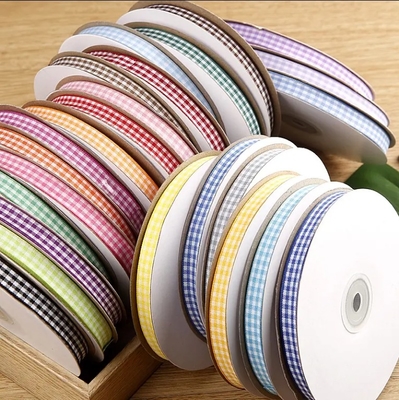 Good price Custom Colorful Tartan Grid Gingham Polyester Woven Plaid Stain Ribbon For Gift Wrapping Decoration Wholesale online