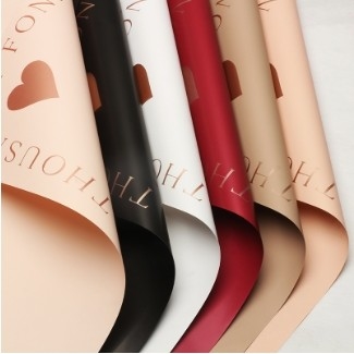 Good price DIY Handmade Gifts Mutiple Color Gold Stamping True Heart Flower Wrapping Paper Waterproof Plastic Paper For Flower Shop online