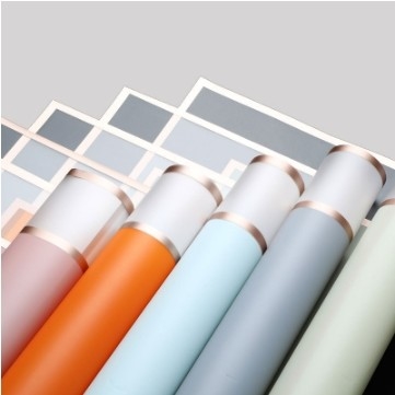 Good price Lizhiran Rose Gold Edge Space Jelly Film Wrapping Paper Simple Border Waterproof Translucent Matte Bouquet Paper Wholesale online