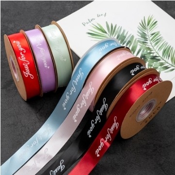 Good price Customize 10mm Decoration Gift Flower Packaging Cake Ribbon Printed English Letters Bouquet Polyester Ribbon online