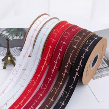 Good price 25 mm Customize Heart-warming Gold-stamped Thread Ribbon The Perfect Decoration for Mother's Day and Valentine's Day online