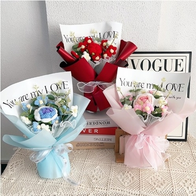 Good price Vibrant Handmade Woolen Rose Bouquet for Birthdays Anniversaries and Other Celebration online