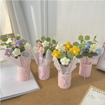 Good price Women's Day Gift Goddess Day Plush Flower Portable Hug Bucket Flower Hand-woven Bouquet in Multiple Colo online