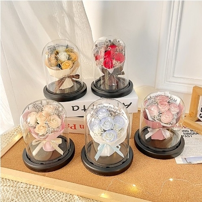 Good price Woolen French Romantic Simulation Flower Hug Bucket Ornaments Creative Lighted Rose Bouquet Valentine's Day Gift Hand-held Flower Bag 11x15cm online