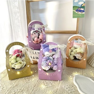 Buy Creative Chinese Valentine's Day Gift Cartoon Plush Doll Flower Basket with Multiple Color Options online manufacture