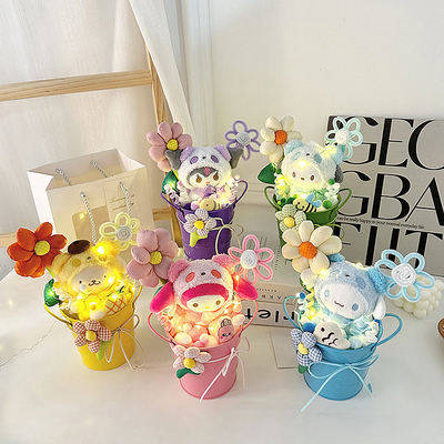 Buy Multiple Color Plush Immortal Flower Potted Doll Bouquet Perfect Gift for Teachers on Chinese Valentine's Day and Teacher's Day online manufacture