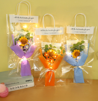 Good price 25x45cm Sunflower Simulation Knitted Yarn Floral Arrangement online