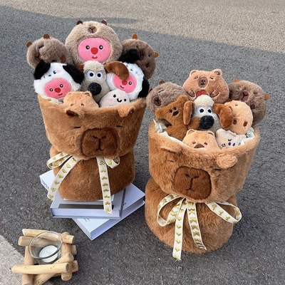 Buy Cute 20x35cm Capybara Plush Doll Cartoon Doll Bouquet Great Gift for Girlfriend on Valentine's Day online manufacture
