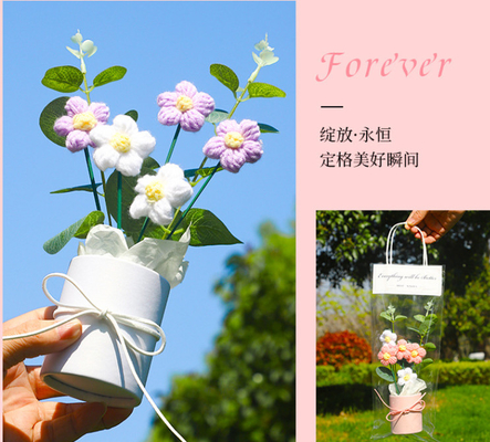 Good price Knited Pile Hand-Knitted Floral Bouquet Plush Flower Gift Set 6x20cm Perfect for Mother's Day Birthday Valentine's Day online